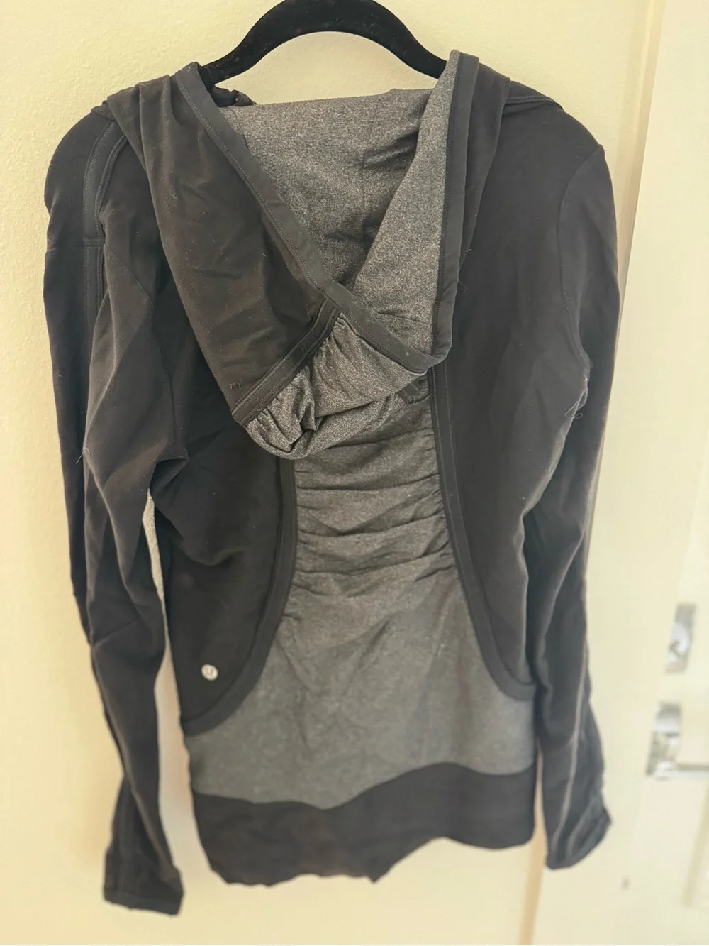 Lululemon Black and Charcoal Ruched Zip Hoodie
